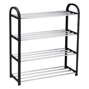 Alpina - Shoe Rack / Shelf / Stand 4-Tier 50x18.5x57 cm (Silver / Black)