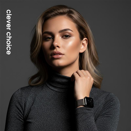 Crong Milano Steel - Rozsdamentes acél szíj Apple Watch 44/45/46/49 mm-es karórához (grafit)