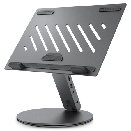 ALUMINIOWA PODSTAWKA SPIGEN POD LAPTOPA Z HUBEM, Szary Stojak na Biurko