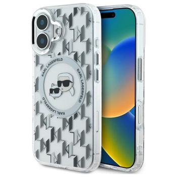 Karl Lagerfeld IML Monogram Karl & Choupette Head MagSafe - pouzdro na iPhone 16 (průhledné)