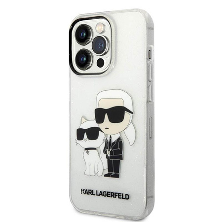 Karl Lagerfeld IML Glitter NFT Karl & Choupette - Coque iPhone 14 Pro Max (Transparent)
