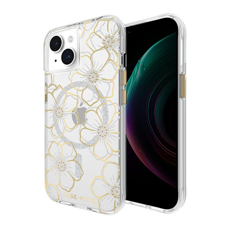 Case-Mate Floral Gems MagSafe - iPhone 15 Tasche (Gold)