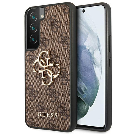 Guess 4G Big Metal Logo - pouzdro pro Samsung Galaxy S22 (hnědé)