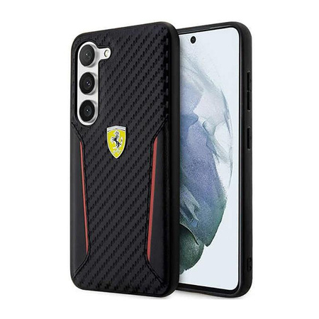 Pouzdro Ferrari Carbon Contrast Edges - Samsung Galaxy S23 (černé)