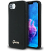 Guess Silicone Script Metal Logo MagSafe - Hülle für iPhone 16e (schwarz)