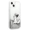 Karl Lagerfeld Liquid Glitter Choupette Fun - iPhone 13 Tasche (silber)