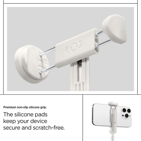 Spigen S541W Bluetooth Selfie Stick Tripod - Smartphone tripod / selfie stick holder (Dune Beige)