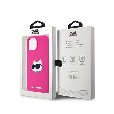 Karl Lagerfeld szilikon Choupette Head MagSafe - iPhone 15 Plus / 14 Plus tok (rózsaszín)