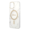 Guess Bundle Pack MagSafe IML Marble - Zestaw etui + ładowarka MagSafe iPhone 14 (biały/złoty)
