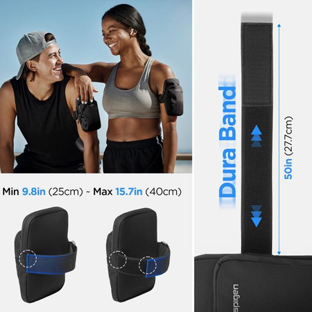 Spigen A702 Dynamic Shield Armband - Pouzdro / Sportovní náramek na smartphone do 6.9" (Černá)