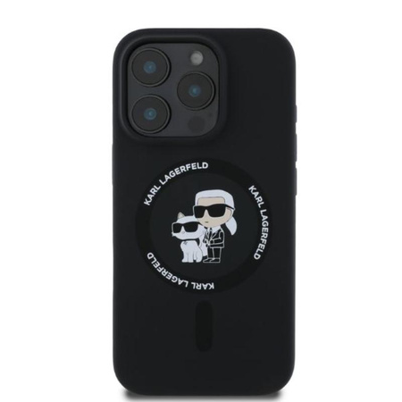 Karl Lagerfeld Silikonové pouzdro Karl & Choupette Ring MagSafe - iPhone 16 Pro (černé)