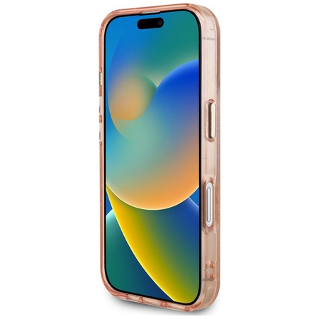 Guess IML Metal Glitter 4G Circle Triangle MagSafe - Case for iPhone 16 (pink)