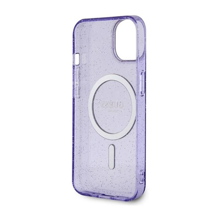Guess Glitter Gold MagSafe - Etui iPhone 14 Plus (Purpurowy)