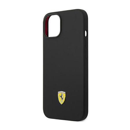 Ferrari Silikon Metall Logo - iPhone 14 Hülle (schwarz)