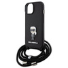 ETUI CZARNE KARL LAGERFELD DO IPHONE 15, Case z Paskiem na Ramię, Modne