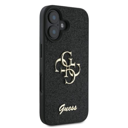 Guess Fixed Glitter Big 4G – Pouzdro pro iPhone 16 Plus (černé)