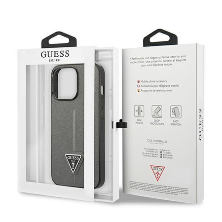 Guess Saffiano Triangle Logo Case - Coque iPhone 13 Pro Case (argent)