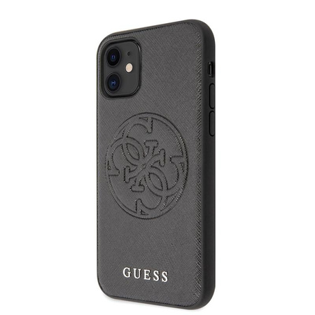 Guess Saffiano 4G Circle Logo - Coque iPhone 11 (noir)