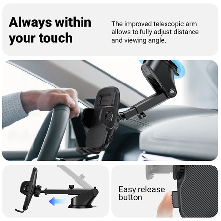 Supporto per auto Crong Carclip per cruscotto e parabrezza - Nero