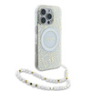 Guess IML Flowers Allover Electro With Pearl Strap MagSafe - Hülle iPhone 16 Pro Max (Weiß)