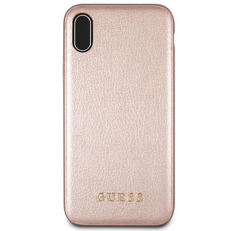 Guess Iridescent - pouzdro pro iPhone Xs / X (růžově zlaté)