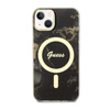 Guess Golden Marble MagSafe - Coque pour iPhone 14 Plus (Noir)