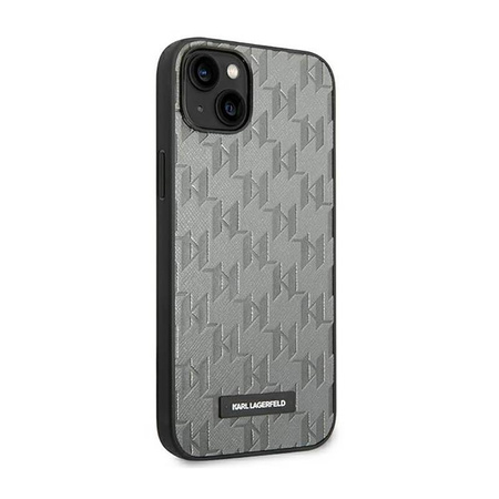 Karl Lagerfeld Saffiano Mono Metall Logo - Hülle für iPhone 14 Plus (Grau)