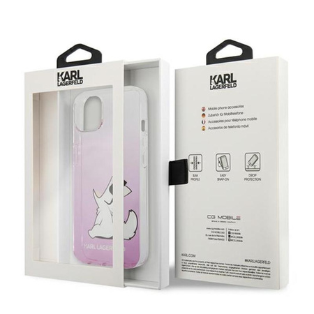 Karl Lagerfeld Choupette Fun - pouzdro pro iPhone 13 (růžové)