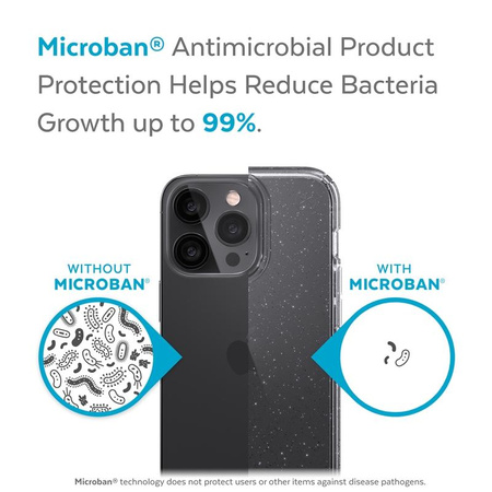 Speck Presidio Perfect-Clear mit Glitter - iPhone 13 Pro Hülle mit MICROBAN-Beschichtung (Klar/Platin Glitter)