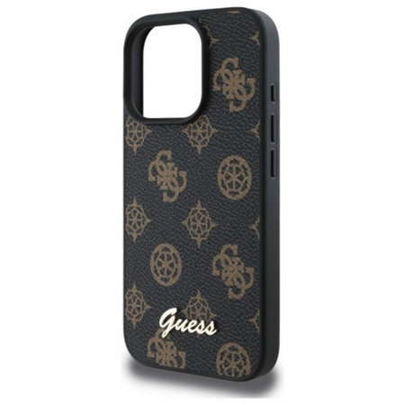 Pouzdro Guess Peony Script MagSafe - iPhone 16 Pro Max (černé)