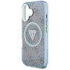Guess IML Metal Glitter 4G Circle Triangle MagSafe - Coque pour iPhone 16 (bleu)