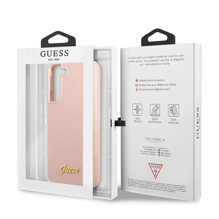 Guess Silicone Script Metal Logo - Samsung Galaxy S22+ Case (pink)