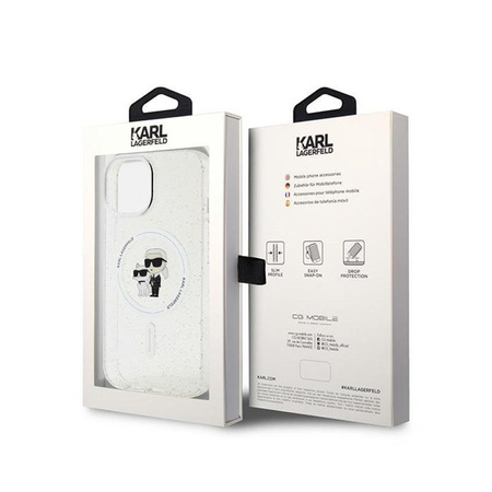 Karl Lagerfeld Karl & Choupette Glitter Magsafe - iPhone 15 Plus Tasche (Transparent)