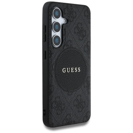 Guess 4G Round Patch Classic Logo MagSafe - Hülle für Samsung Galaxy S25 (schwarz)