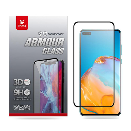 Crong 3D Armour Glass - Verre trempé 9H pour l'ensemble de l'écran du Huawei P40 + cadre d'installation