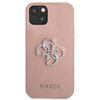 Guess Saffiano 4G Big Silver Logo - iPhone 13 mini Tasche (rosa)