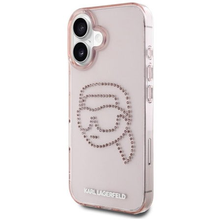 Karl Lagerfeld IML Rhinestones Karl Head - Coque pour iPhone 16 (rose)
