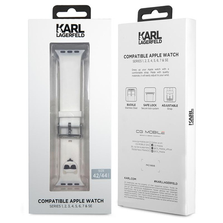 Karl Lagerfeld Silicone Choupette Head - Bracelet pour Apple Watch 42/44/45 mm (blanc)