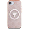 Guess IML Metal Glitter 4G Circle Triangle MagSafe - étui pour iPhone 16e (rose)