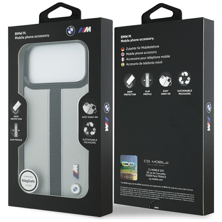 Pouzdro BMW M s perforovaným logem MagSafe pro iPhone 17 Pro Max (šedé)