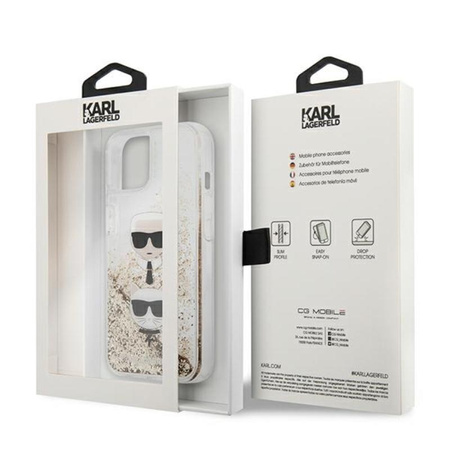 Karl Lagerfeld Liquid Glitter Karl & Choupette Head - iPhone 13 mini Hülle (gold)