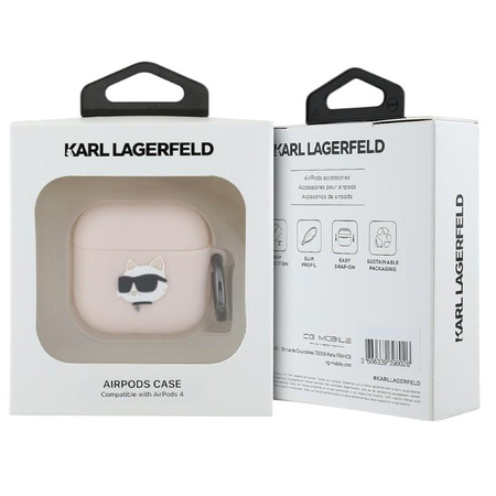 Karl Lagerfeld Silikon Choupette Kopf 3D - AirPods 4 Hülle (rosa)