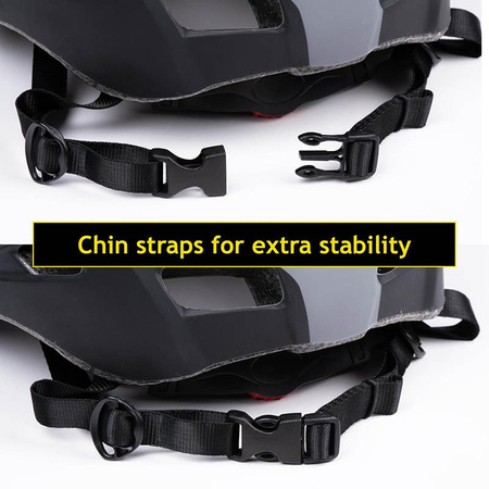 Dunlop - MTB Fahrradhelm 6xLED r. L (Schwarz-grau)