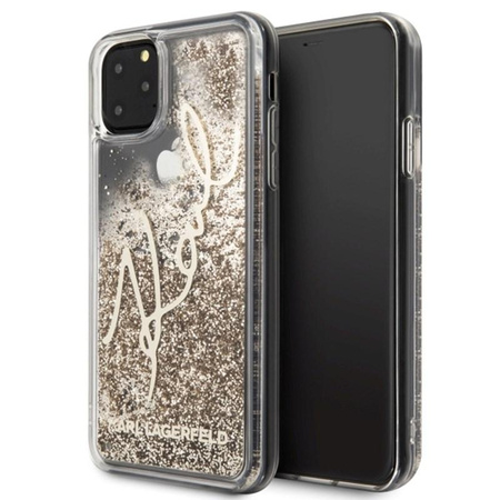 Karl Lagerfeld aláírás Glitter tok - iPhone 11 Pro Max tok (arany)