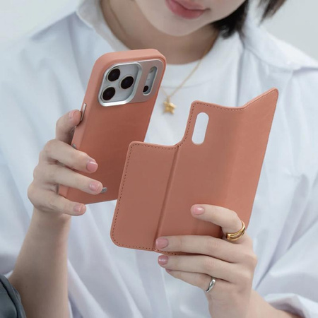 Moshi Overture MagSafe - Leder 3-in-1 Klapphülle iPhone 17 Pro Max (Misty Coral)