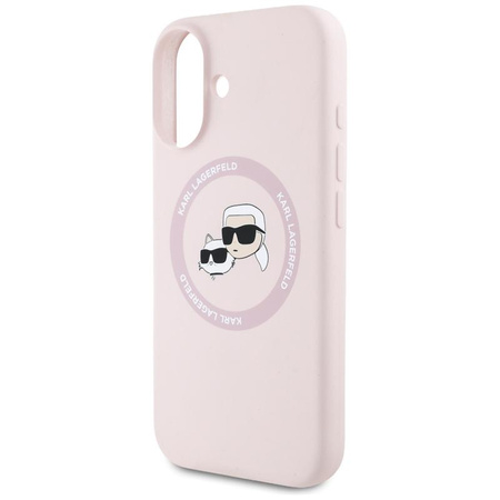Karl Lagerfeld Silikon Doppelköpfe und Kreis MagSafe - Hülle für iPhone 16 (rosa)