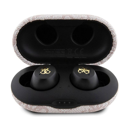 Guess 4G Metal Logo - TWS ENC Bluetooth-Kopfhörer + Ladetasche (pink)