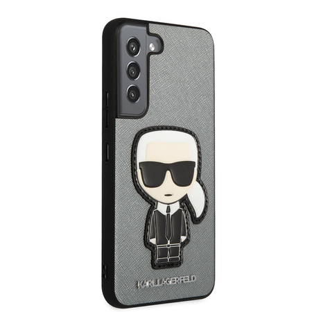 Karl Lagerfeld Saffiano Ikonik Patch - Etui Samsung Galaxy S22 (srebrny)