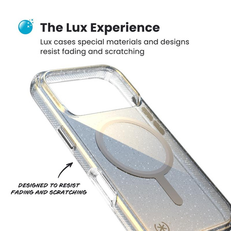 Speck Presidio Lux MagSafe - iPhone 17 Pro Max Case (Hyper Mirror Glitter / Silver Metallic)