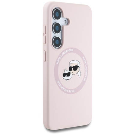 Karl Lagerfeld szilikon dupla fej és kör MagSafe - Samsung Galaxy S25+ tok (rózsaszín)